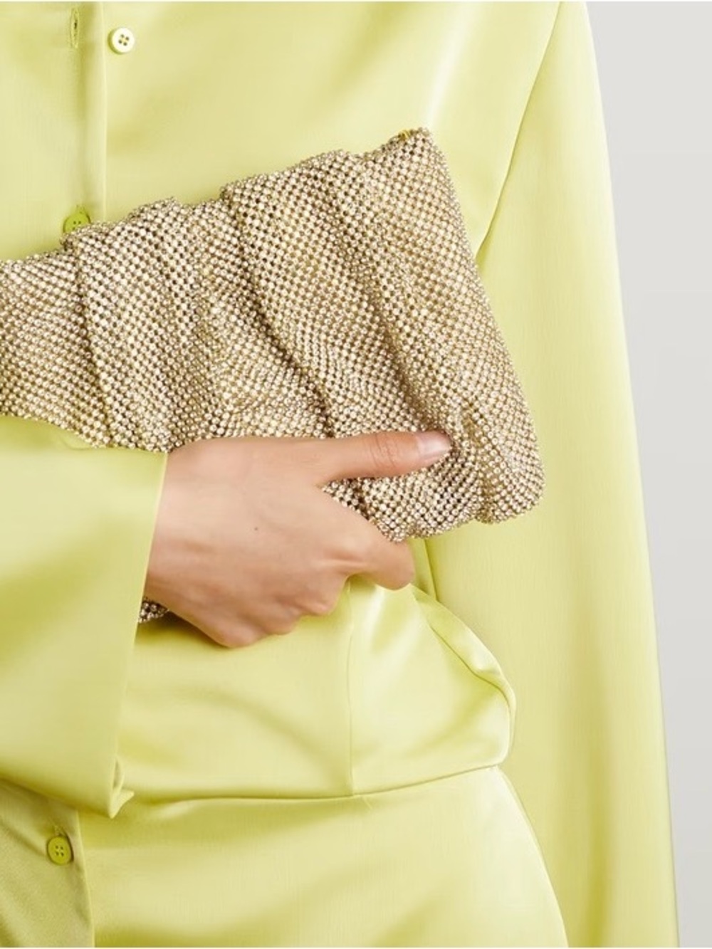 Loeffler Randall Ember Gathered Clutch in Gold/ Hay